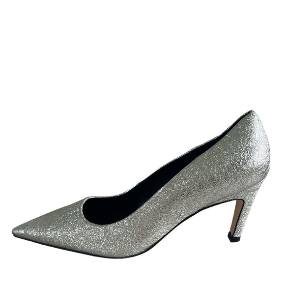 Good American The Icon Pointed Toe pump Heels. Silver crackle leather size 7. - Picture 2 of 10